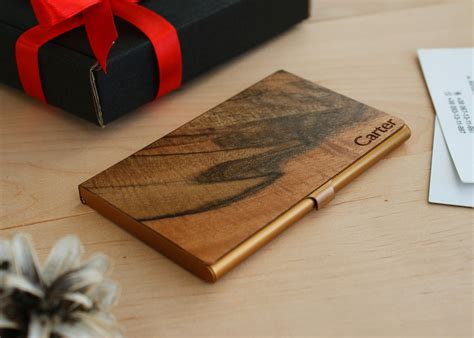 personalized wood business card holder.